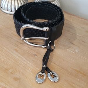 Michael Kors Black leather braided belt